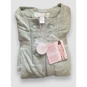 Oscar de la renta Zip Front Diamond Robe Women’s L/XL Sage NWT Embroidered